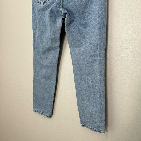 ZARA Womens Light Wash High-Rise Jean Straight Leg Distressed Raw Hem Size 8 - Picture 7 of 7